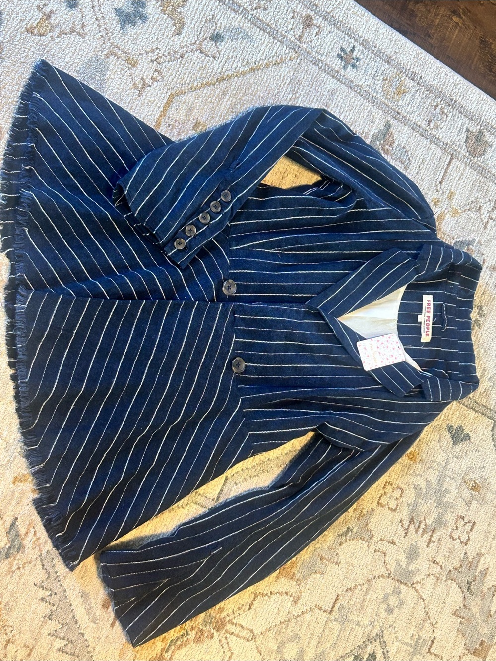 Free People Navy Pinstripe Blazer